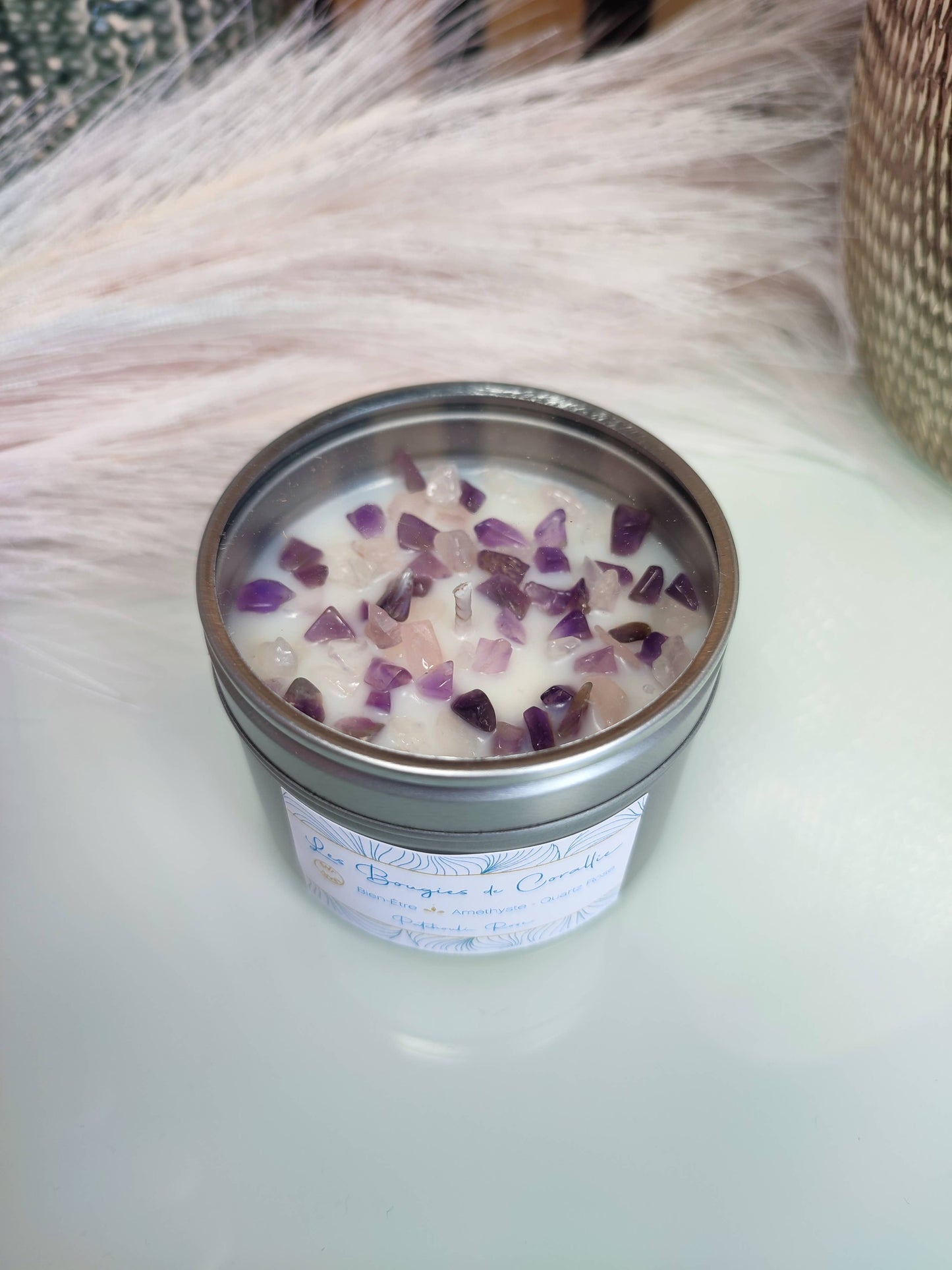 Bougie parfumée Bien-être avec pierres naturelles