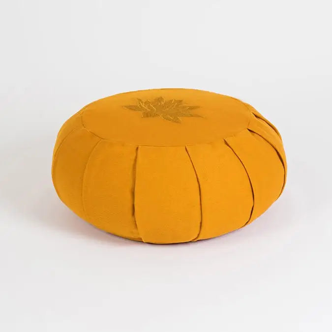 Coussin rond Yoga Studio EU en sarrasin biologique Zafun jaune lotus