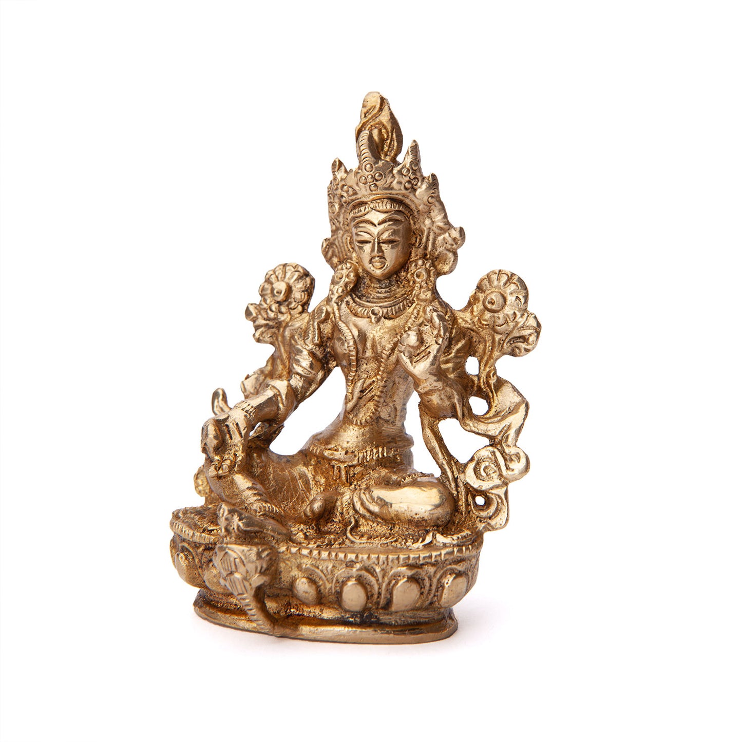 Statuette de Tara verte en laiton - 9cm