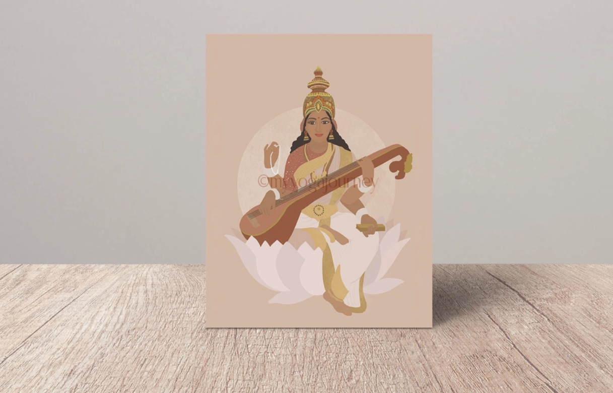 Glossy card "Saraswati" 13 x 18 cm