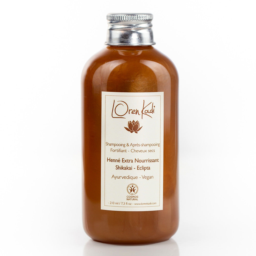 Shampoing ayurvédique naturel "Henné Extra Nourrissant Fortifiant" - 210 ml - Vegan