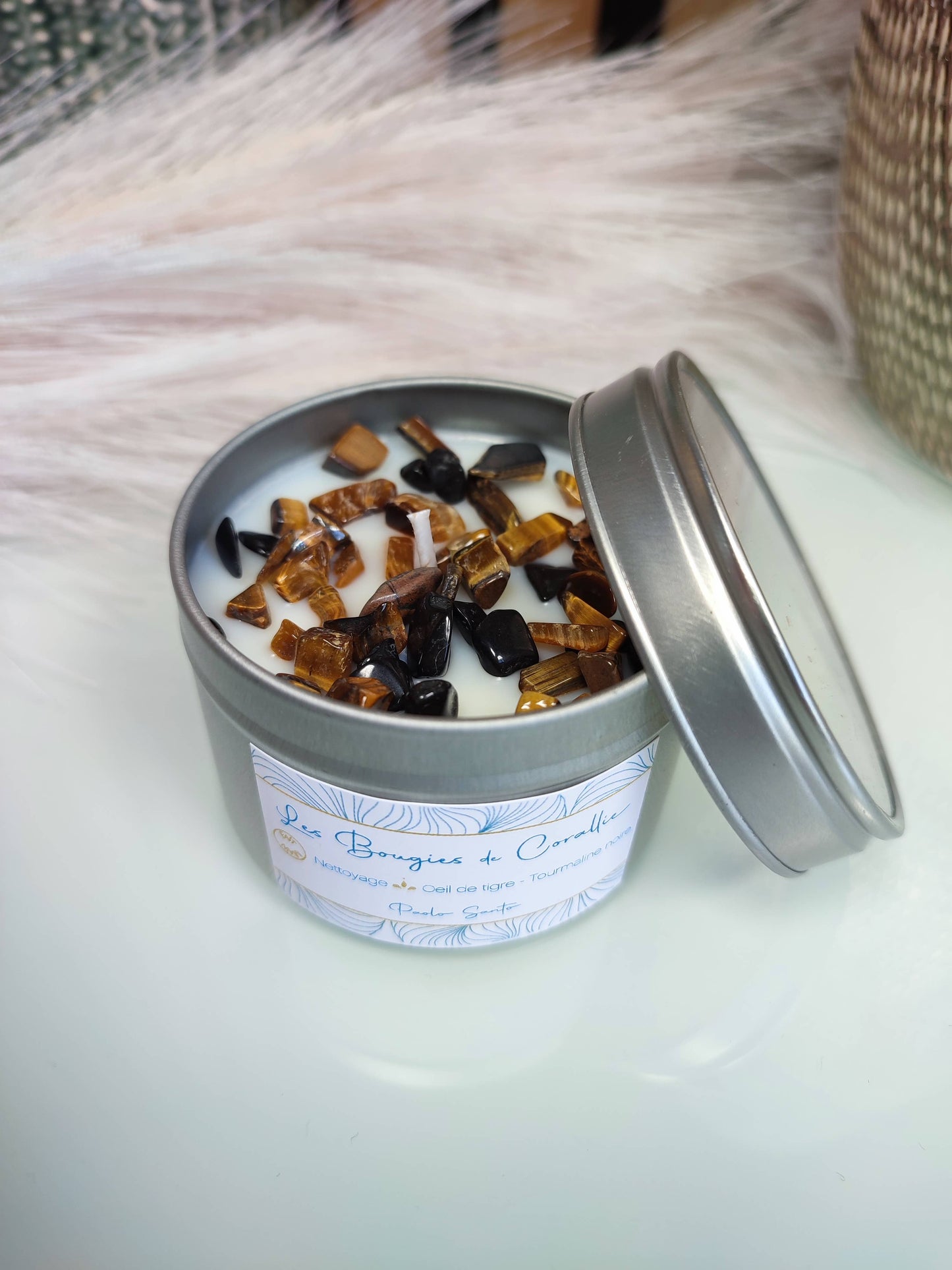 Bougie parfumée Nettoyage avec pierres naturelles