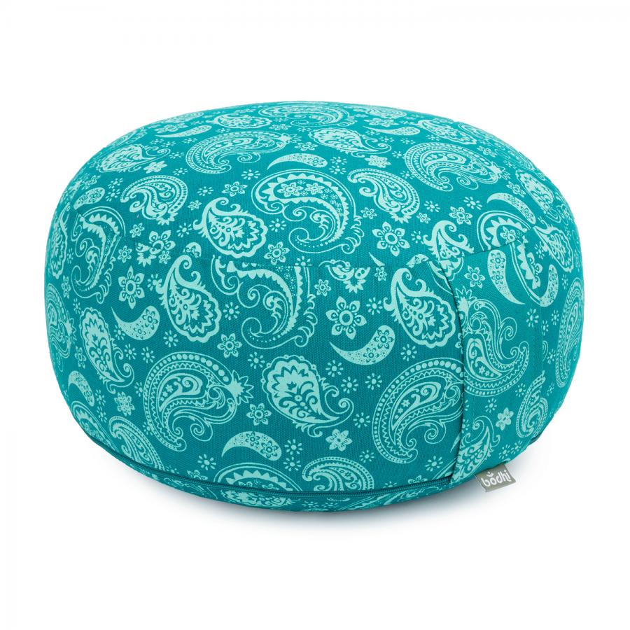Coussin de méditation motif indien turquoise - épeautre