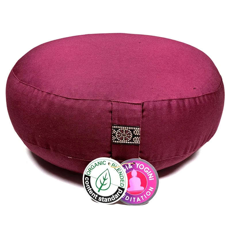 Coussin méditation bas aubergine BIO