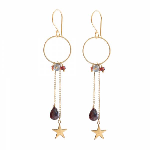 Boucles d'oreilles Festivity - Garnet et Quarz Rose