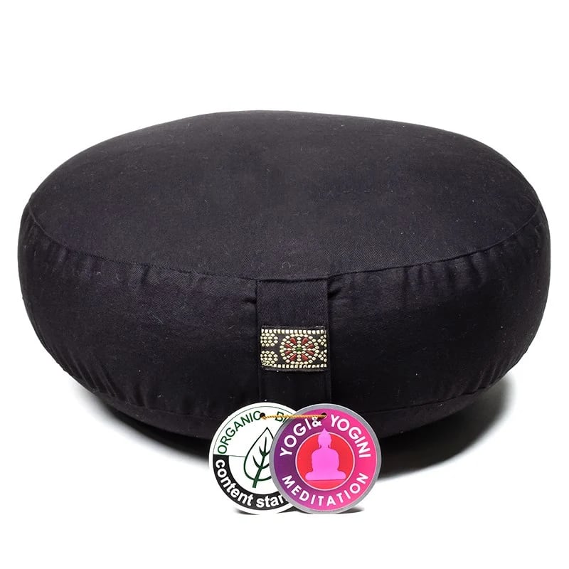 Coussin de méditation bas noir en coton bio