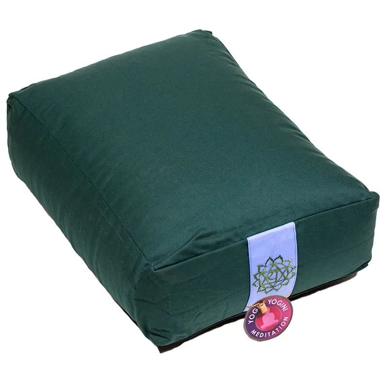 Coussin de méditation rectangulaire vert