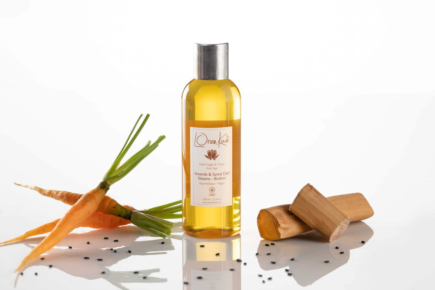 Huile ayurvedique Bio Anti-âge "Amande Santal Défi" - Visage & Corps - 100 ml avec pompe-Vegan