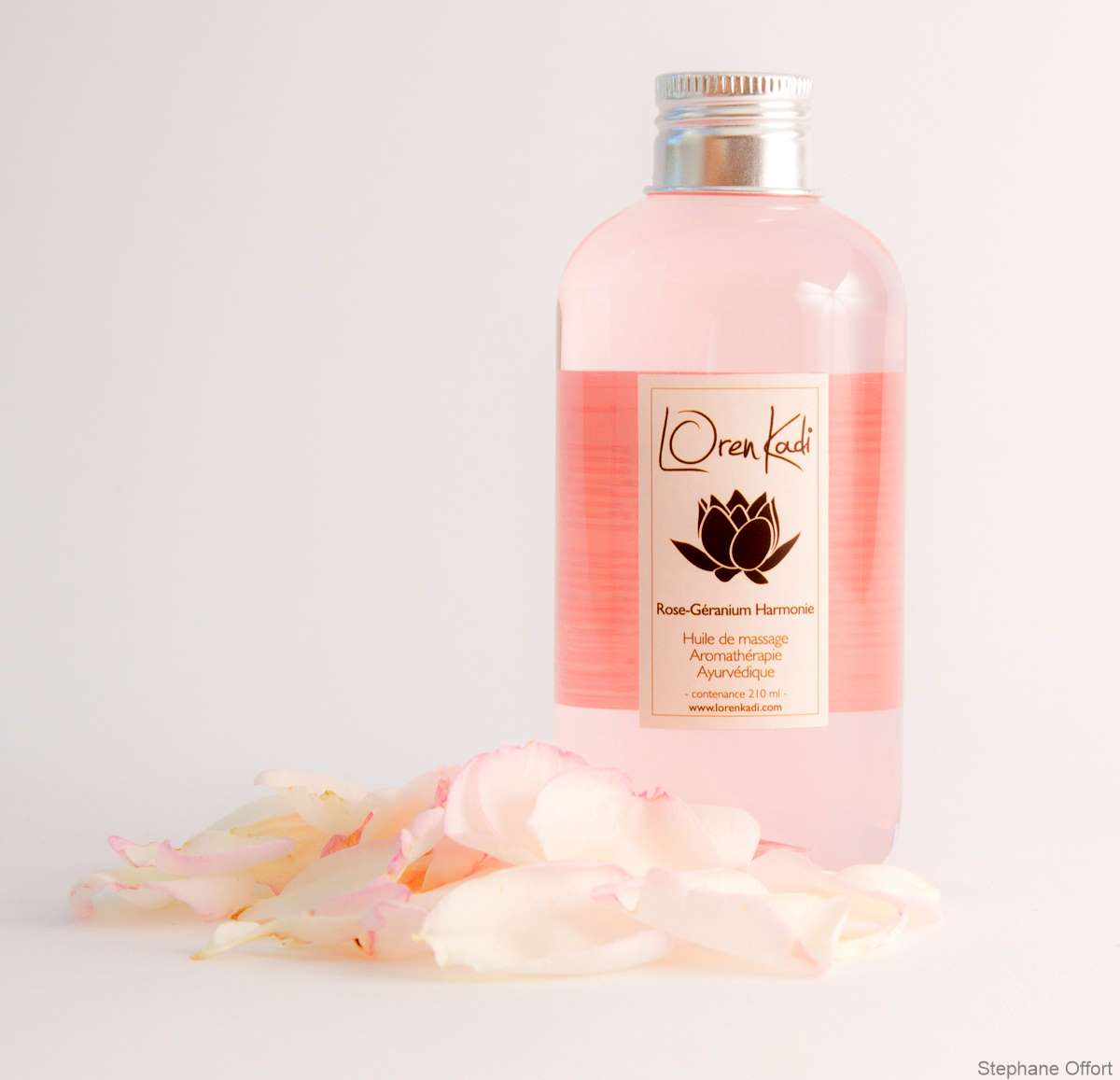 Huile de massage ayurvédique naturelle "Rose-Géranium Harmonie" - corps toute peau - 210 ml - Vegan