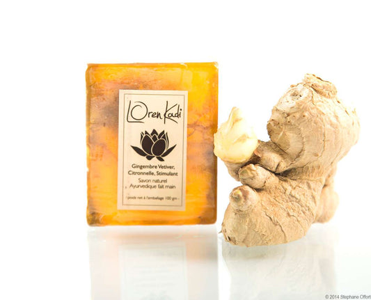 Soap "Ginger Vetiver, Lemongrass, Stimulant" - face and body, for all skin types - 100 g. - Vegan