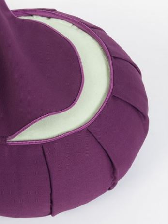 Zafu lilac en cotton avec cosse sarasin bio