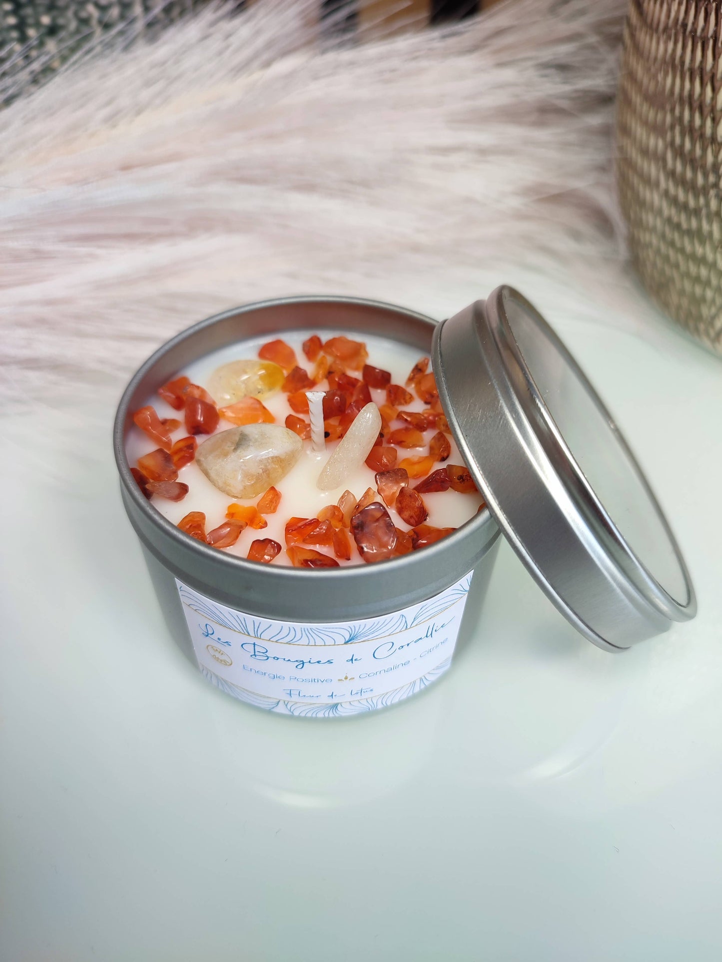 Bougie parfumée Energie positive avec pierres naturelles