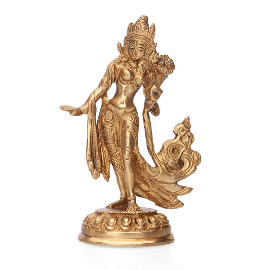 Statue der tanzenden Tara, Messing, ca. 13 cm