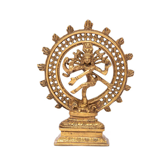 Statue of Nataraj, brass, approx. 20 cm, golden yellow