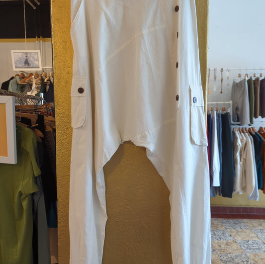 Harem pants with button - ecru