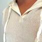 Men's sleeveless tunic with hood - ecru