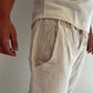 Bugla 3/4 raw cotton pants - ecru and beige