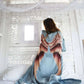 Luxury dressing gown Archange Gabriel Divine Ice Blue Aubergine wings 115cm