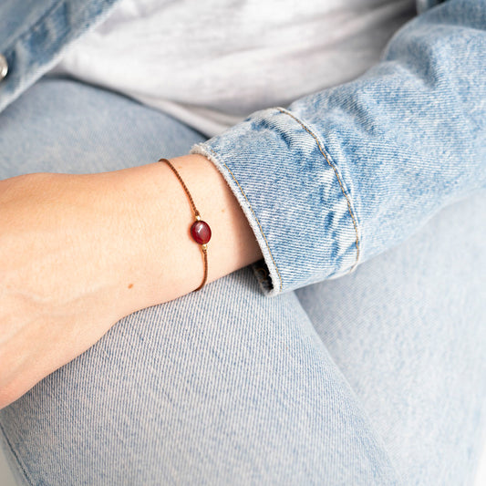 Garnet stone card bracelet