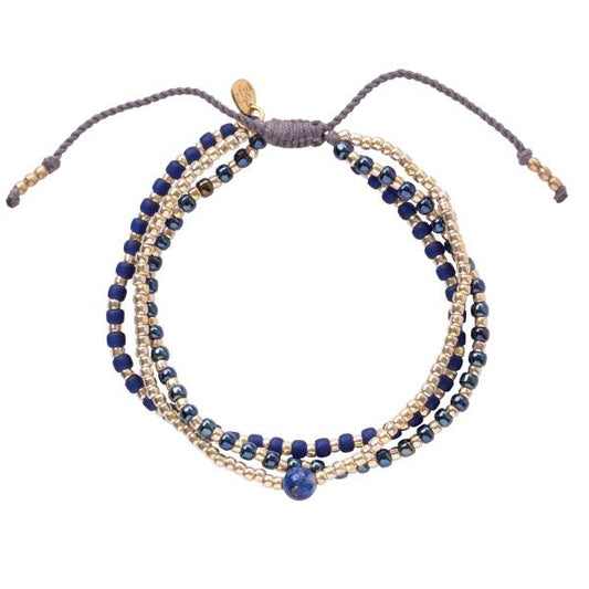 Bracelet Loyal doré avec pierre de lapis-lazuli