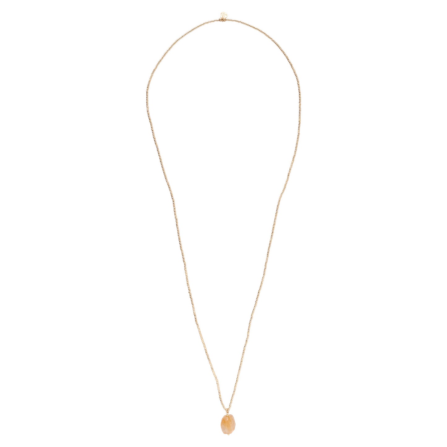 Calm citrine stone and golden pearl necklace