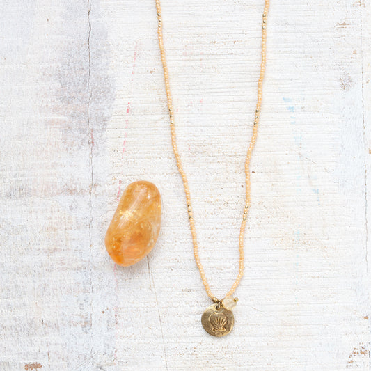 Timeless pearl and citrine necklace