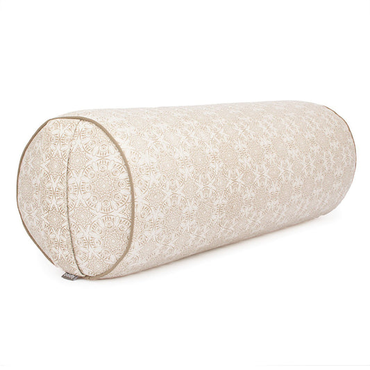 Bolster Madurai - rond en épeautre à motifs écru