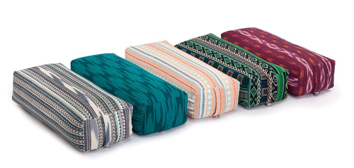 Bolster de yoga - ETHNO rectangulaire - Jacquard - bleu clair & abricot