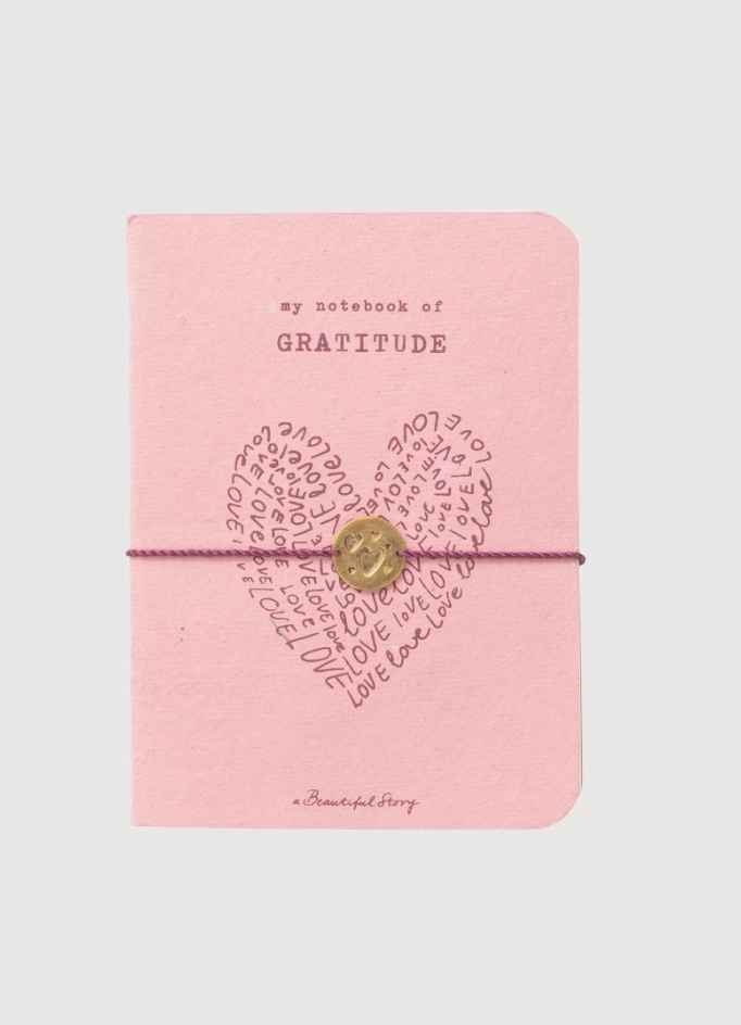 Bracelet carte - mini carnet de yoga porte-bonheur Gratitude - Coeur -  Notebook heart