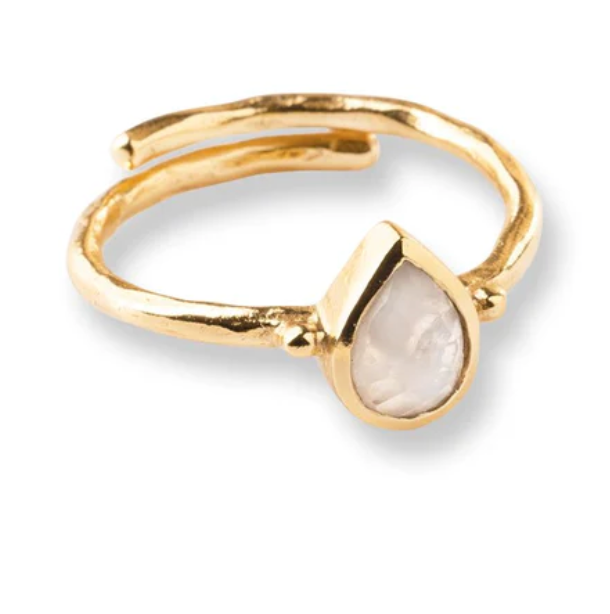 Rose quartz stone ring - gold plated