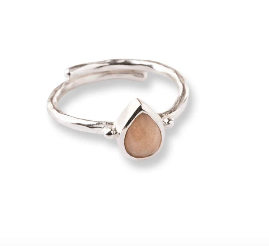 Rose quartz stone ring - gold plated