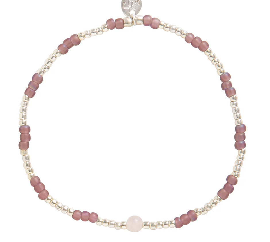 Bracelet "Splash Rose Quartz" argenté - pierre de quartz rose