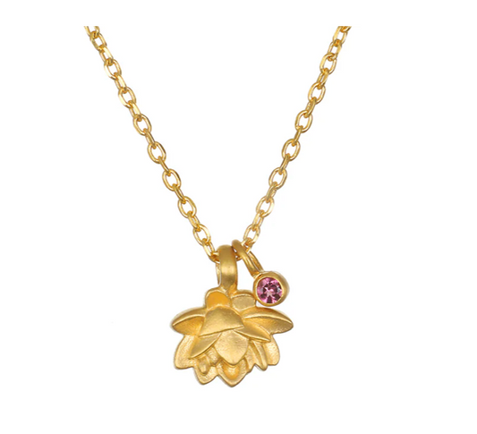 Collier "Lotus Pink Tourmaline" plaqué 18k