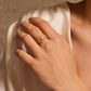 Rose quartz stone ring - gold plated