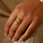 Rose quartz stone ring - gold plated