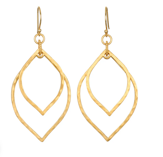 Satya Gold Fancy Vedic Wide Point Earrings