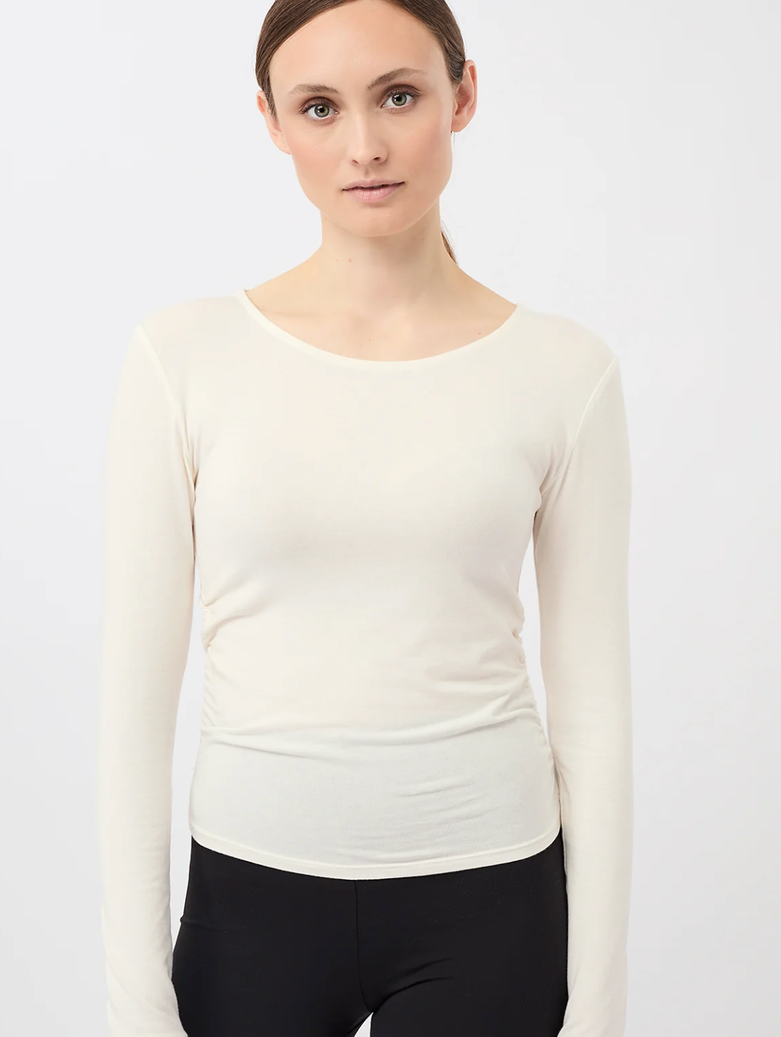 New Cable Top with integrated support bra - White