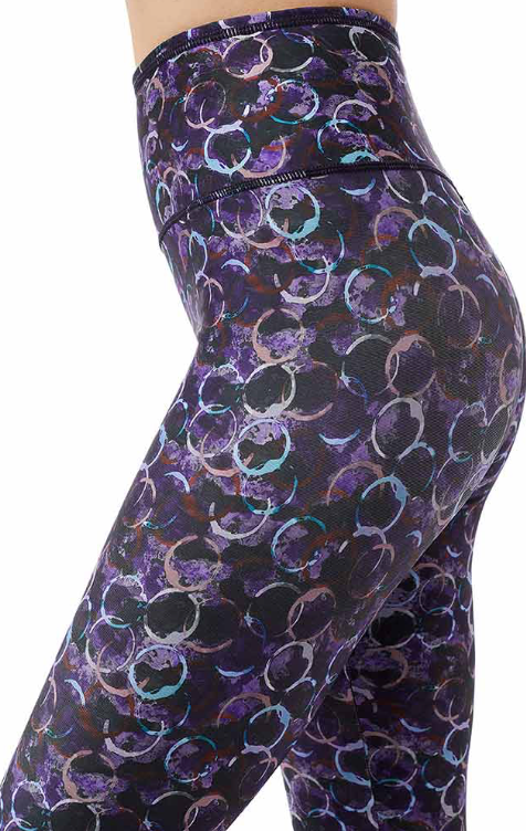 Bedruckte Mandala-Leggings mit hoher Taille und tropischem Blumendruck in Beige-Schwarz-Blau