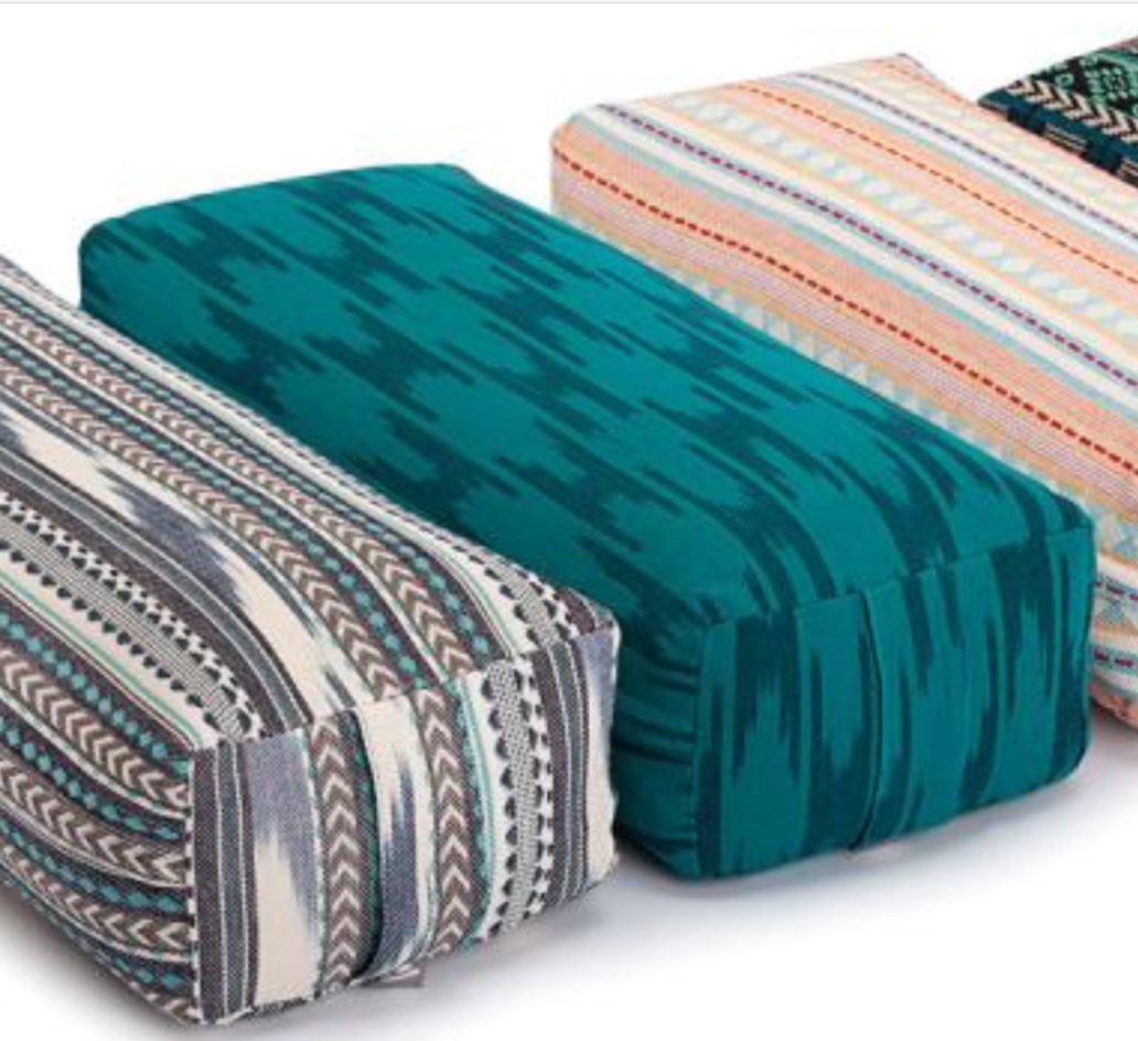 Bolster de yoga - ETHNO rectangulaire - Jacquard - vert &  marin