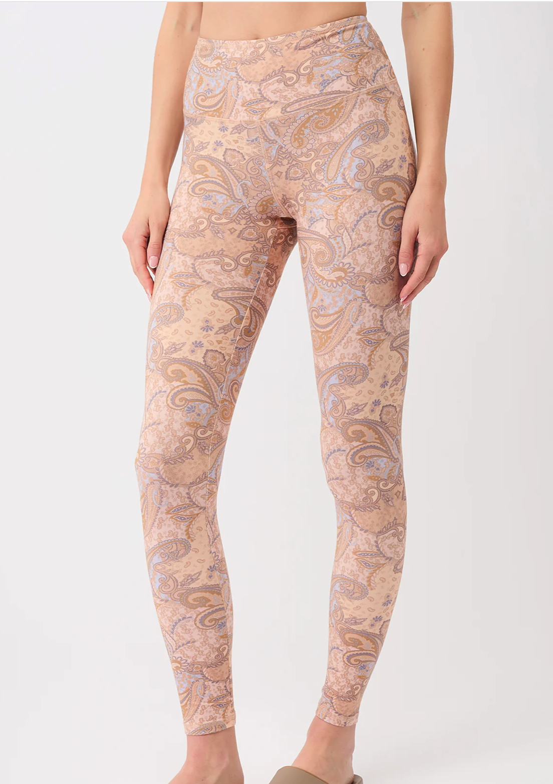 Printed Leggings Mandala - beige-cappuccino tropical flowers print