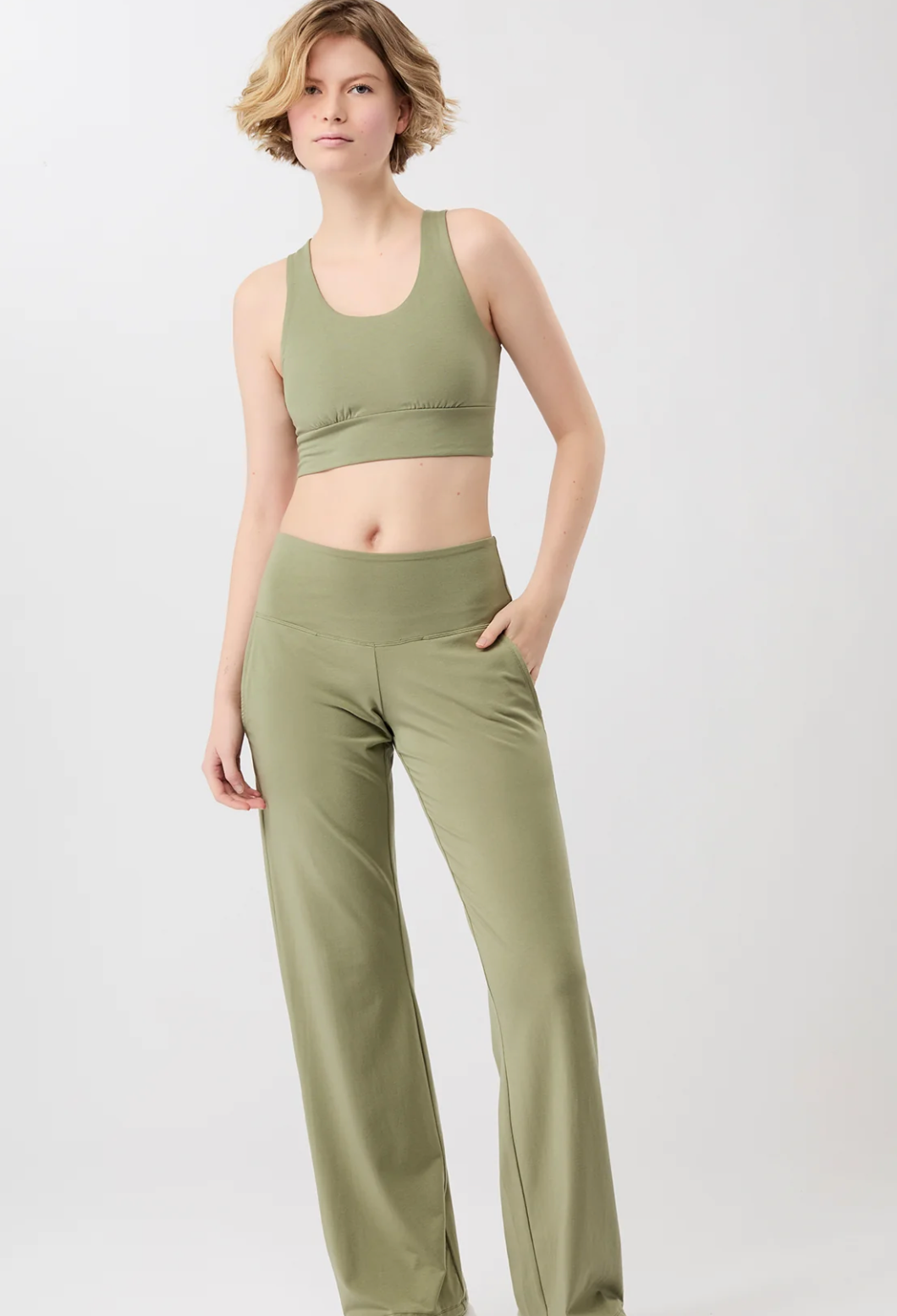 Wide Leg Workout Pant - Mossy - Mandala