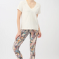 V Neck T-Shirt  -  White - Mandala