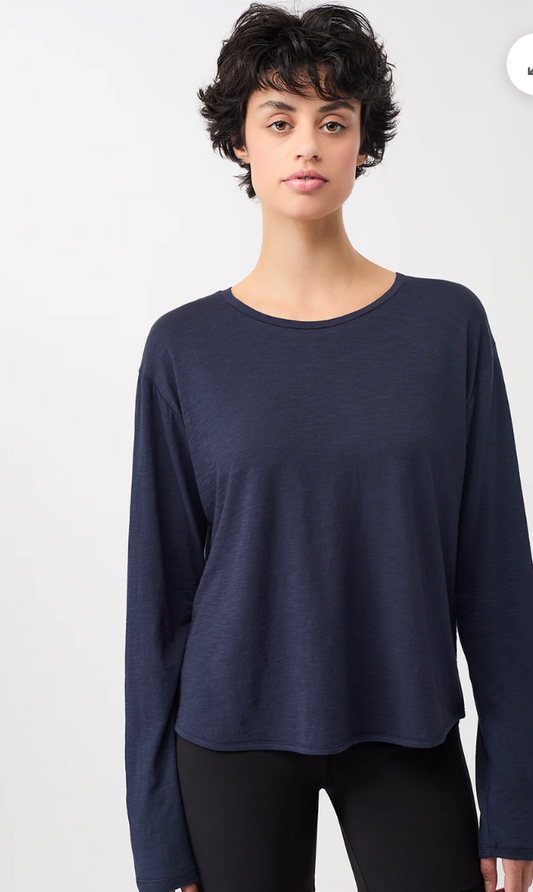 Open Back Long Sleeve Shirt - Nightblue Sky