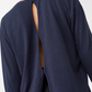 Open Back Long Sleeve Shirt - Nightblue Sky