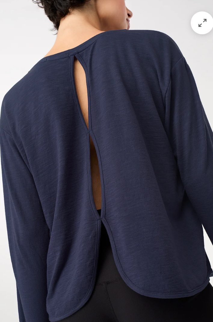 Open Back Long Sleeve Shirt - Nightblue Sky