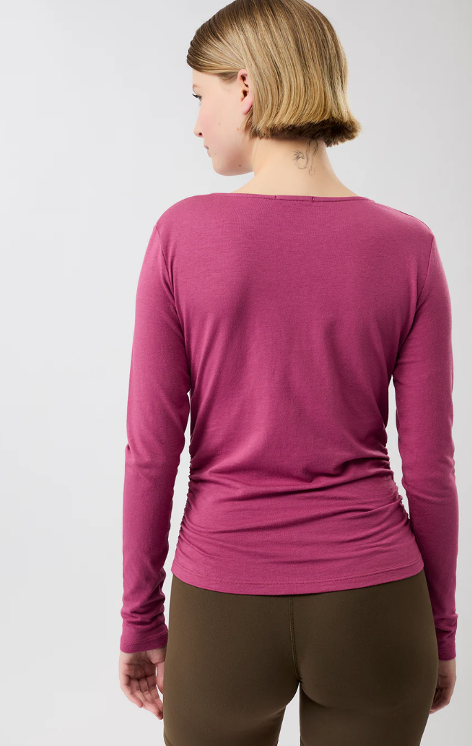 Side Ruffled Longsleeve Shirt  - Mulberry - Mandala