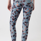Bedruckte Mandala-Leggings mit hoher Taille und tropischem Blumendruck in Beige-Schwarz-Blau