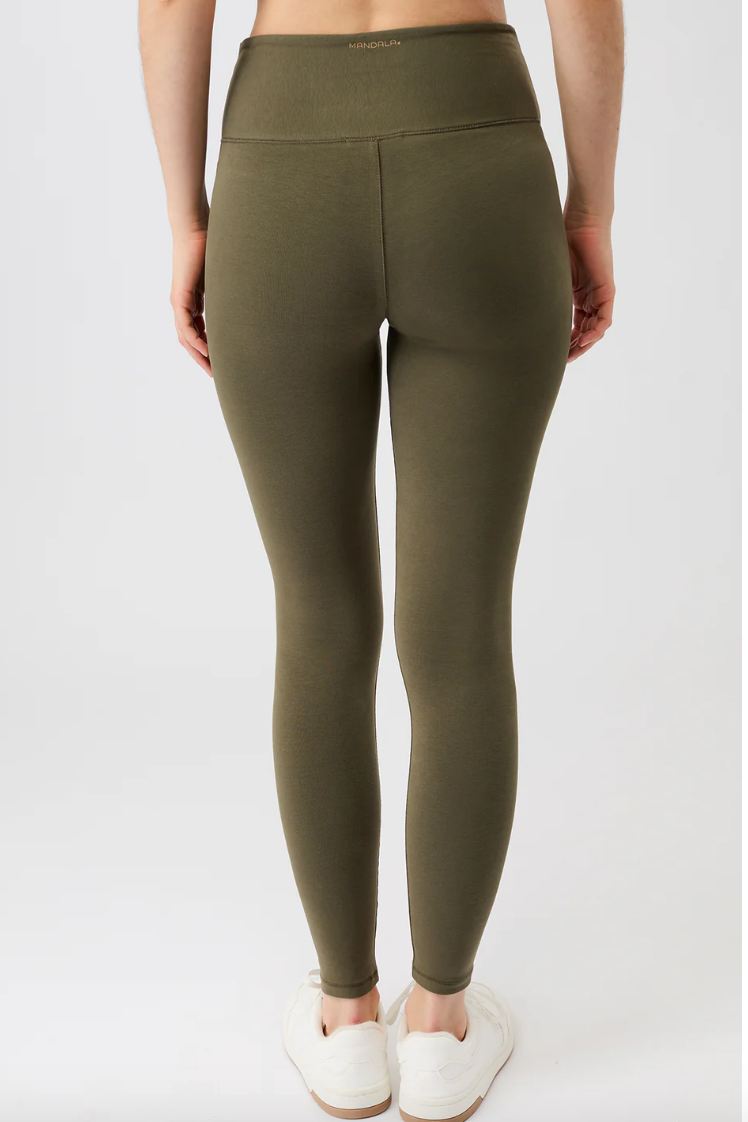Bedruckte Mandala-Leggings mit hoher Taille und tropischem Blumendruck in Beige-Schwarz-Blau