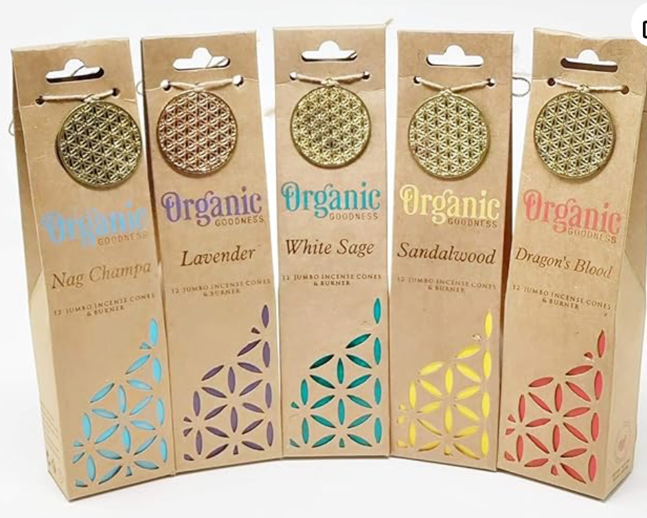 Organic Goodness - 12 jumbo encens & cônes + bruleur