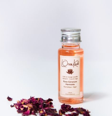 Natural Ayurvedic massage oil "Rose-Geranium Harmony" - body all skin types - 210 ml - Vegan